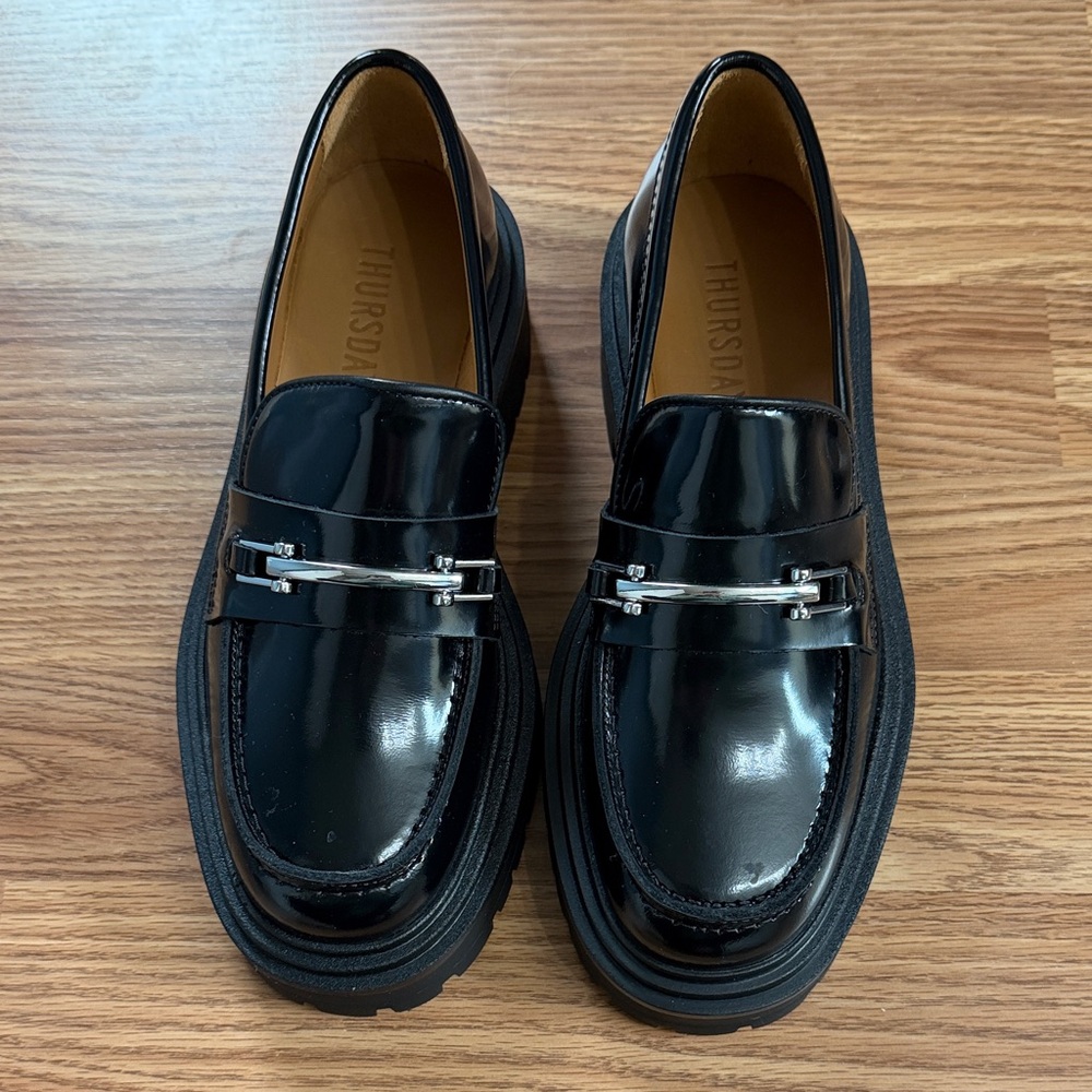 Women’s Black Penny Platform Leather Loafer